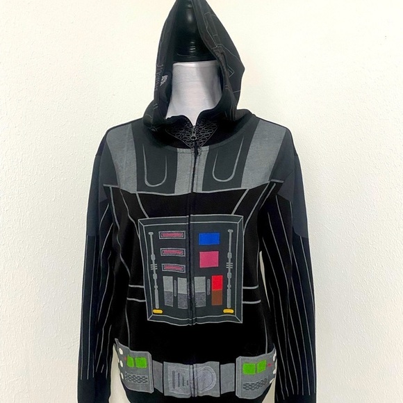 Star Wars Darth Vader Hoodie Jacket Full Zip Size Medium Full Zip To Create Mask - Picture 1 of 9